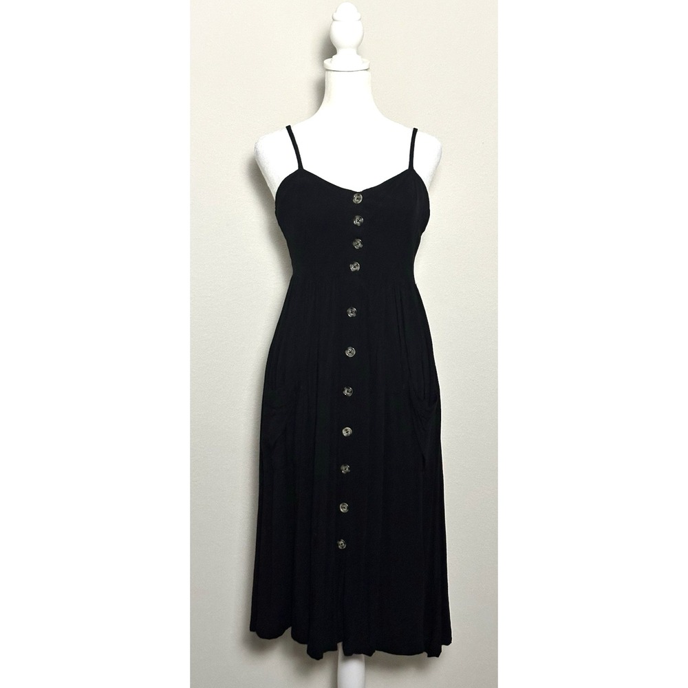 Women's Sundress Good Luck Gem Dress Black 2‎ Pocket  Size (2) Strappy Midi